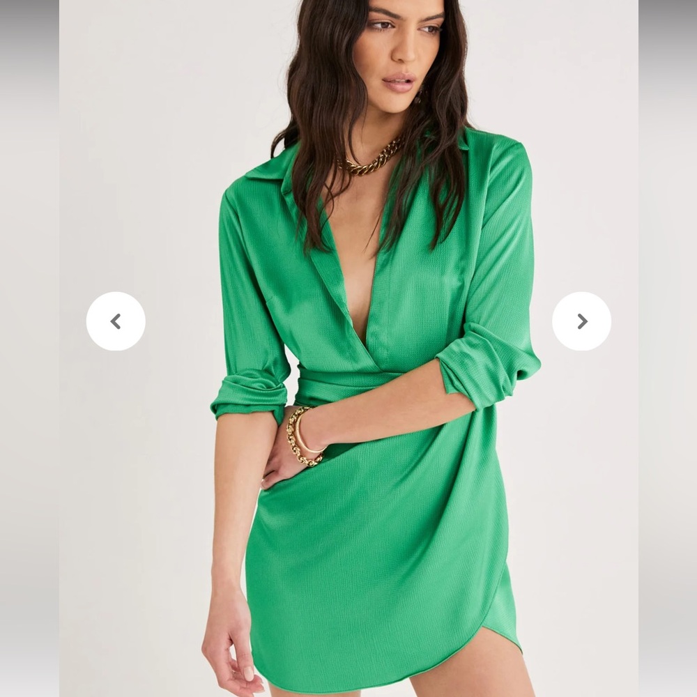 Rumer Green Mini Shirt Dress
